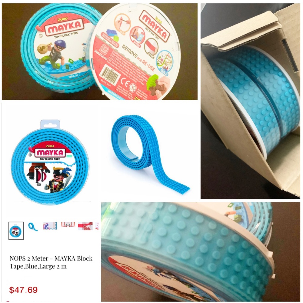 2 PACKS 13 ft Toy Block Wall Tape Lego compatible